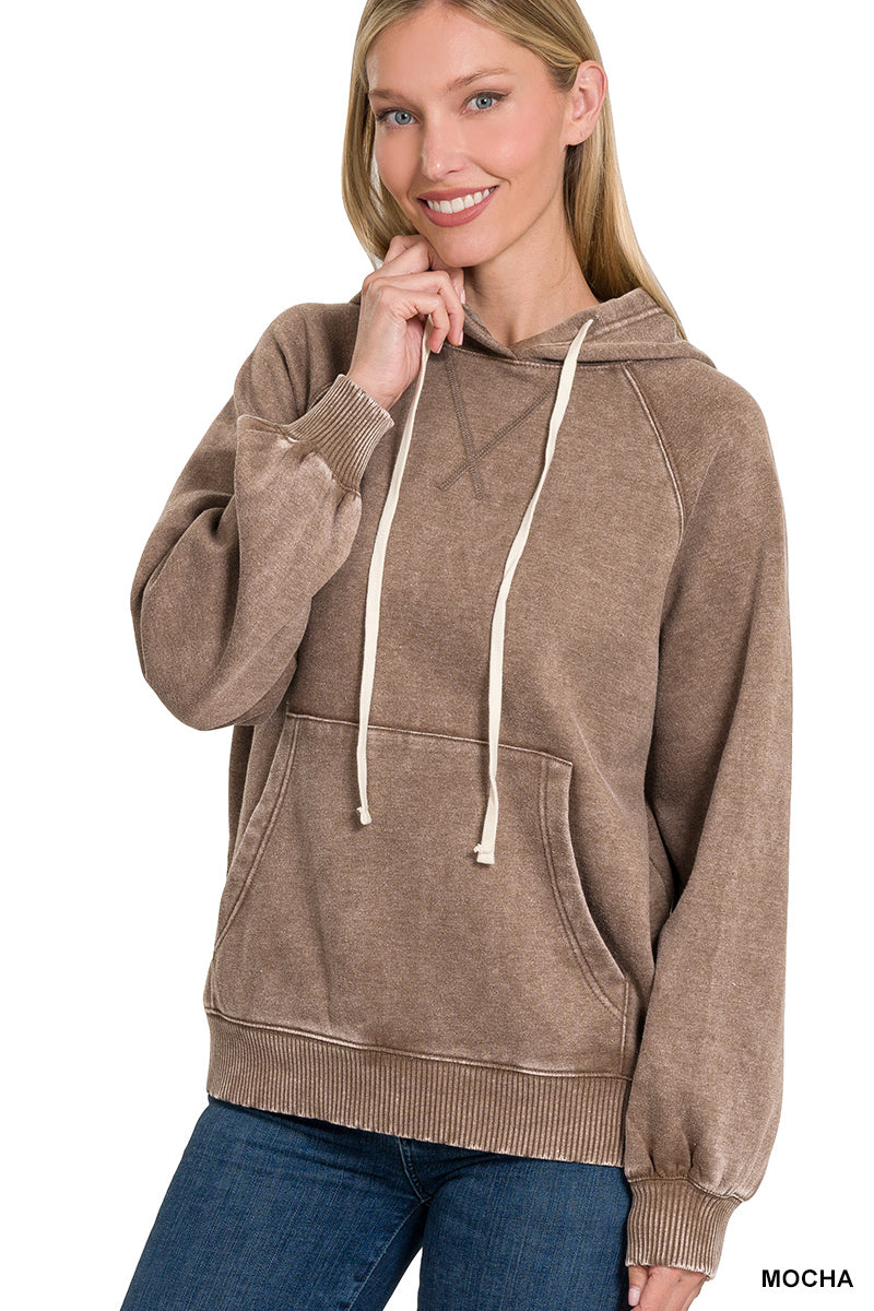 Hoodie Sweatshirt Fleece Acid Washed Kangaroo pocket Love with paw print Dog Cat