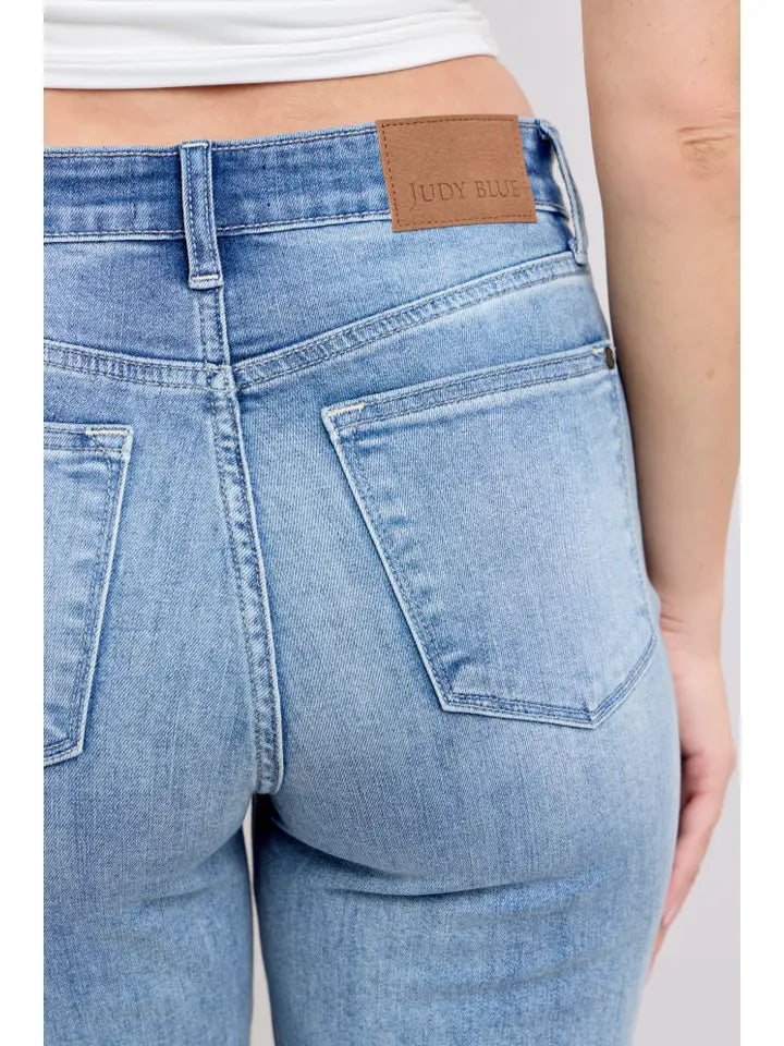 JUDY BLUE Mid Rise Tummy Control Vintage Wash Straight