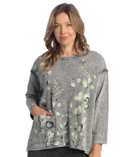 MINERAL WASHED DROP SHOULDER TOP WITH THERMAL POCKET